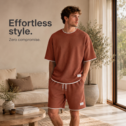 🔥Men's Casual Waffle Knit 2-Piece Set