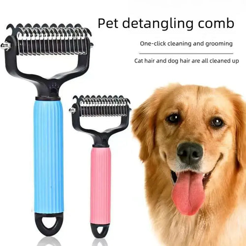 🐶 Pet Grooming Tool | Universal Double-Sided Stainless Steel Dog Detangling Comb for Shedding & Matted Hair Removal