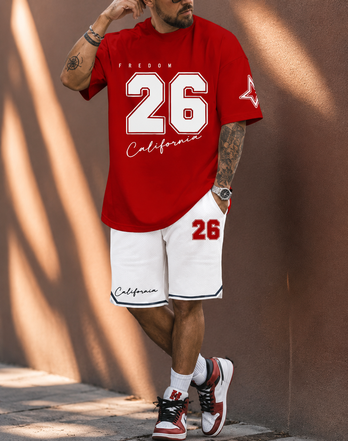 👕 Chicago Color Block Letter Print Two-Piece Set