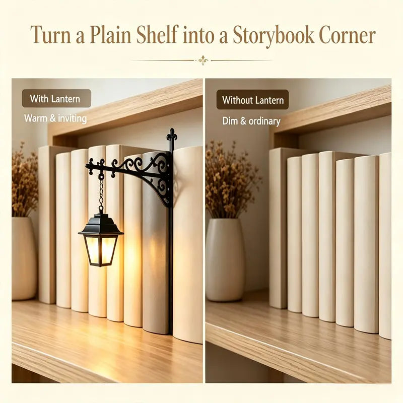 Library Lantern – Miniature Hanging Bookshelf Lamp, Warm LED Reading Nook Light & Literary Decor