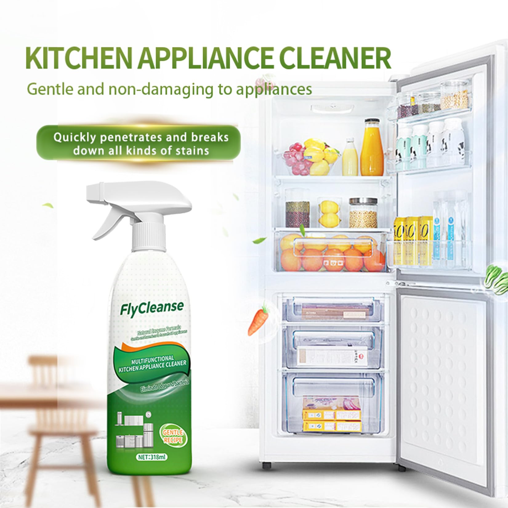 ✨FlyCleanse Natural Enzyme Kitchen Degreaser Spray, Multi‑Purpose Stain & Odor Remover