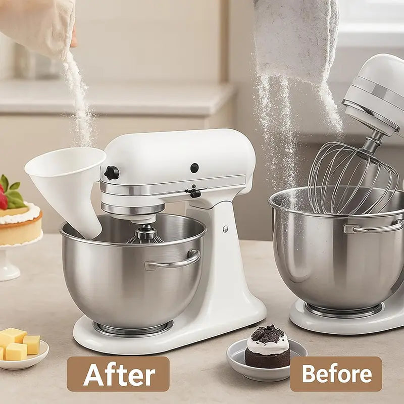 Flour Funnel for Tilt-Head Stand Mixers – Easy-Pour Baking Funnel for 4.5–5 Qt Bowls, Dishwasher-Safe Kitchen Baking Accessory