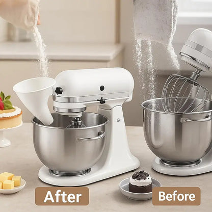 Flour Funnel for Tilt-Head Stand Mixers – Easy-Pour Baking Funnel for 4.5–5 Qt Bowls, Dishwasher-Safe Kitchen Baking Accessory