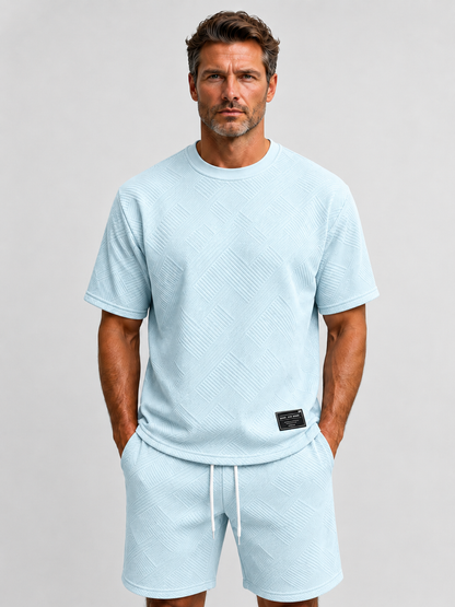 🌴 Men's Casual Solid T-Shirt & Drawstring Shorts Summer Suit