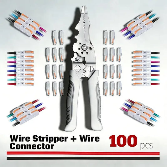 💯Universal Quick Lever Electrical Wire Connectors (24-12 AWG) Assortment (50/100Pcs) + Wire Stripper