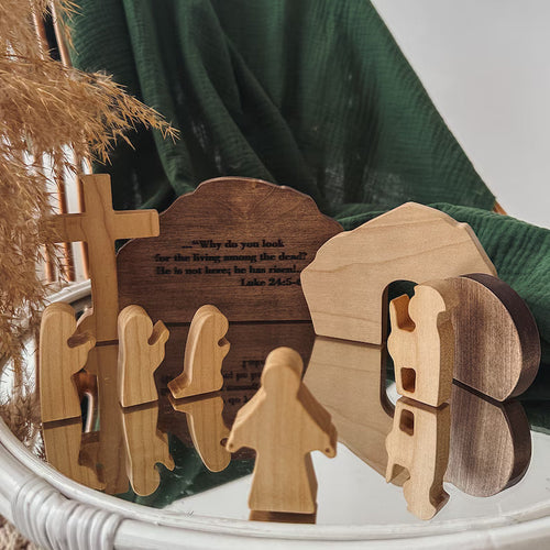 Easter 10pcs/set He is Risen with Angels Wooden Desktop Ornament