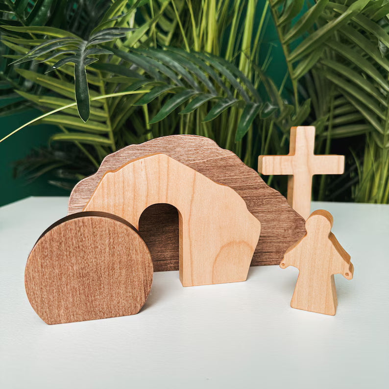 Easter 10pcs/set He is Risen with Angels Wooden Desktop Ornament