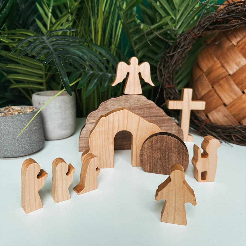 Easter 10pcs/set He is Risen with Angels Wooden Desktop Ornament