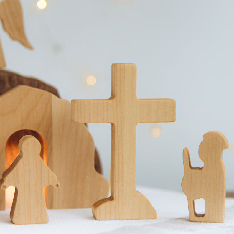 Easter 10pcs/set He is Risen with Angels Wooden Desktop Ornament