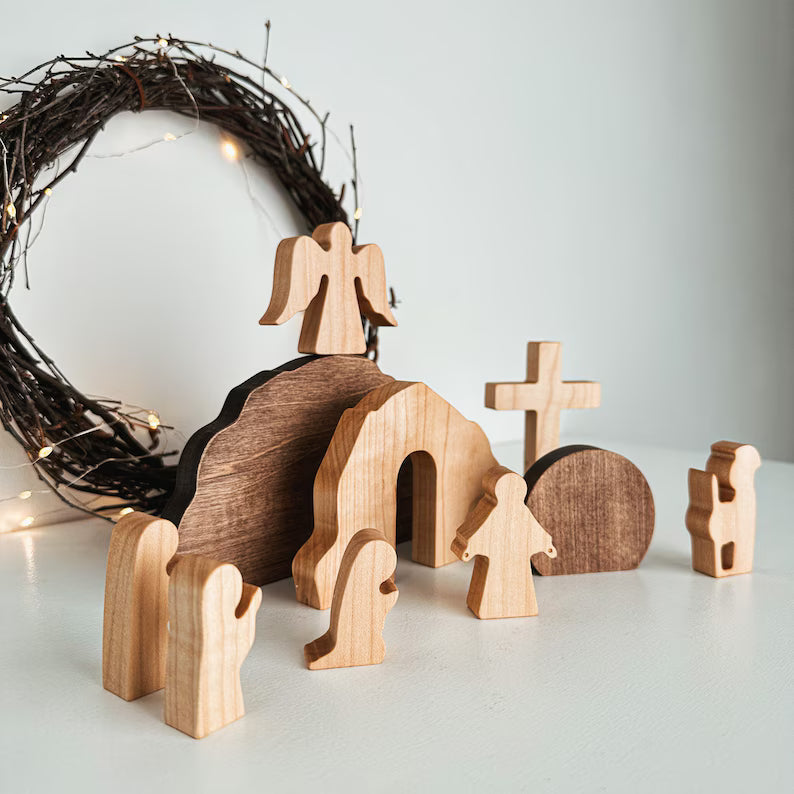 Easter 10pcs/set He is Risen with Angels Wooden Desktop Ornament