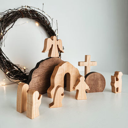 Easter 10pcs/set He is Risen with Angels Wooden Desktop Ornament