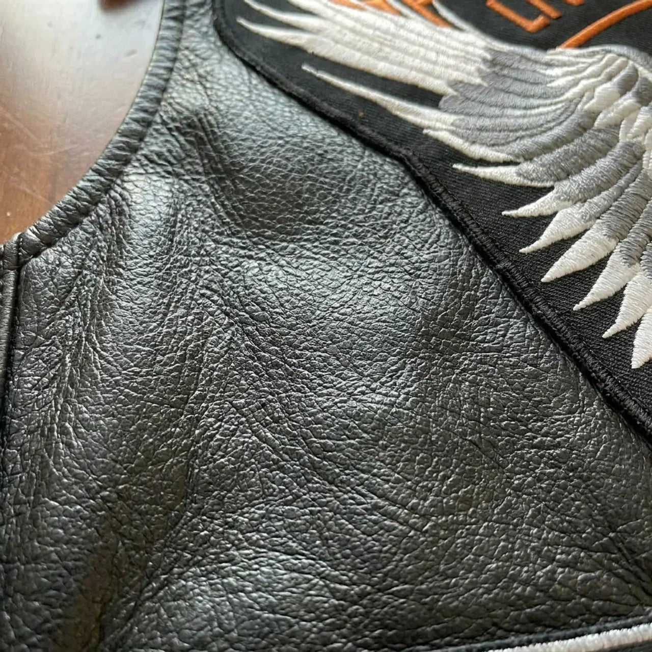 🦅 Genuine Leather Biker Vest – Eagle & American Patches