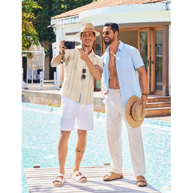 🔥Men's V-Neck Linen Guayabera Shirt