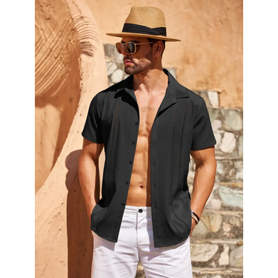 🔥Men's V-Neck Linen Guayabera Shirt