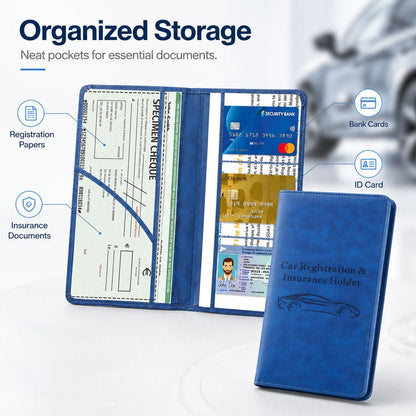 Car Registration & Insurance Card Holder – Magnetic Closure Vehicle Document Organizer Wallet