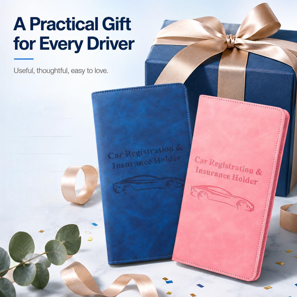 Car Registration & Insurance Card Holder – Magnetic Closure Vehicle Document Organizer Wallet