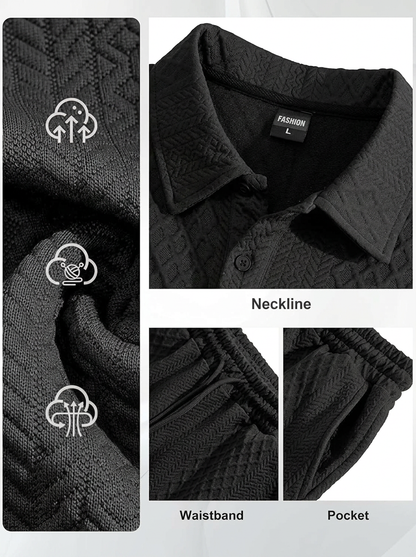 Men's 2 Pieces Outfits Casual Polo Shirt and Shorts Set