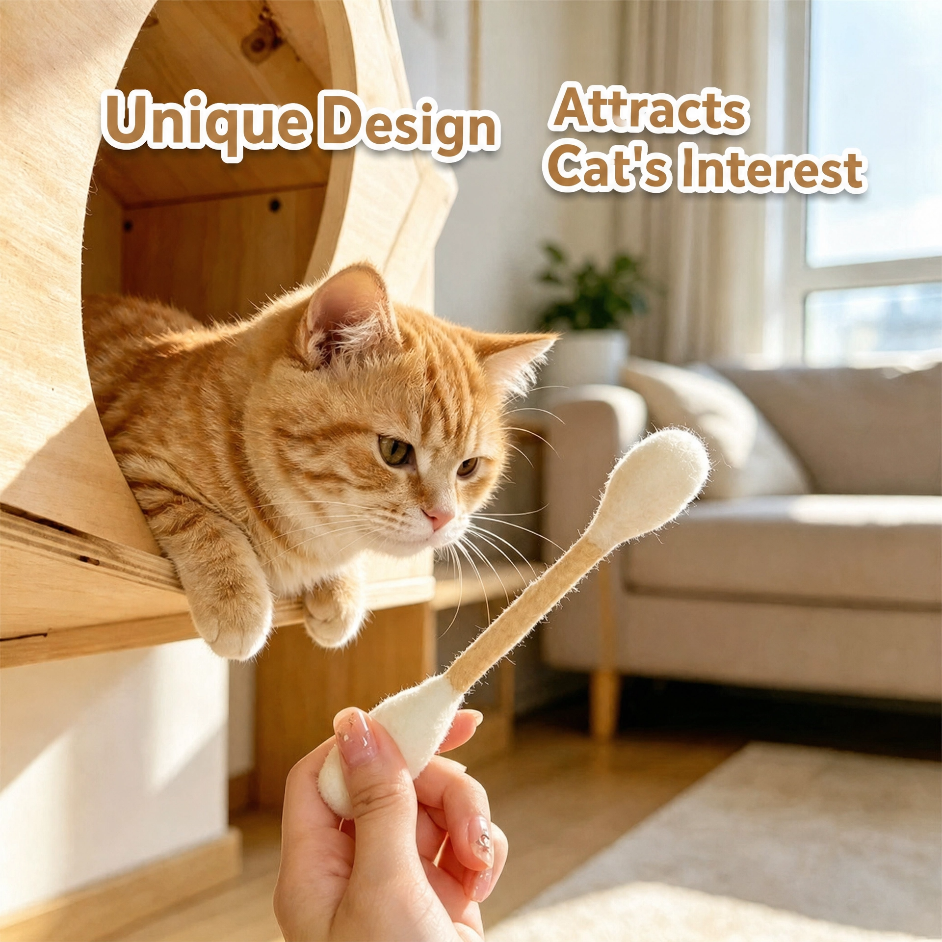 🐱 Catnip Cotton Swab Cat Toy – Extra Large Fun for Endless Play